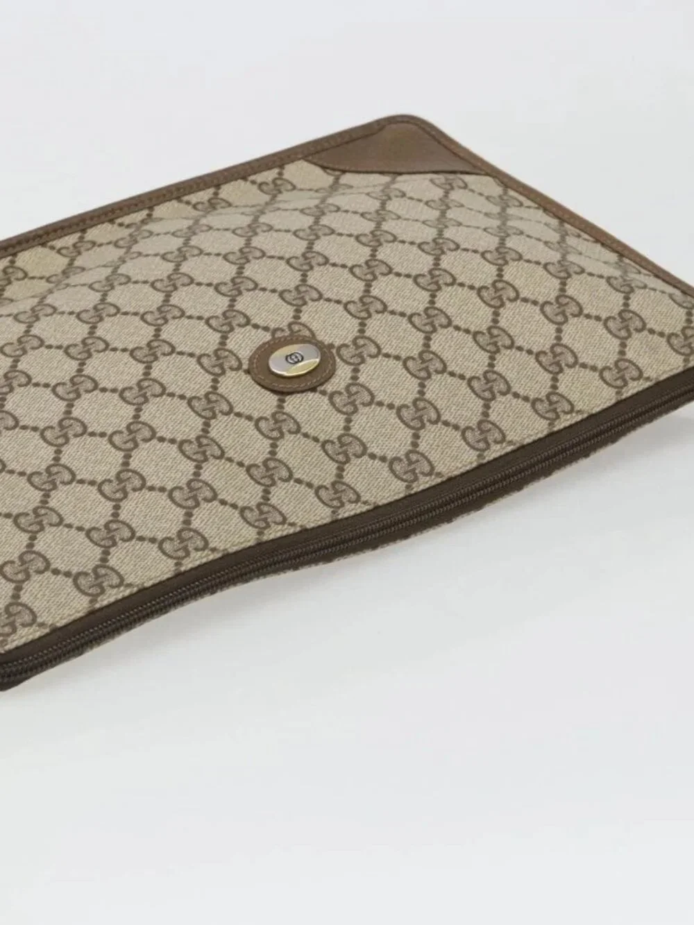 GUCCI GG Supreme Clutch Bag Clutch Bag PVC Beige Auth 188571